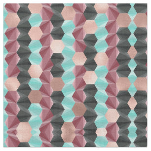 Modern Ro Guld Red Teal Black Hexagon Geometric Tyg
