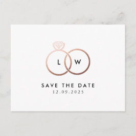 Modern Ro Guld Ring Monogram Spara datum Vykort