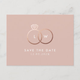 Modern Ro Guld Ringar Monogram Spara datum Vykort