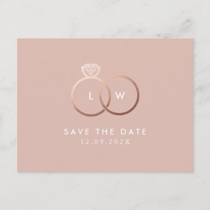 Modern Ro Guld Ringar Monogram Spara datum Vykort