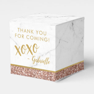 Modern Ro Guld Rosa Glitter Marble xoxo Presentaskar