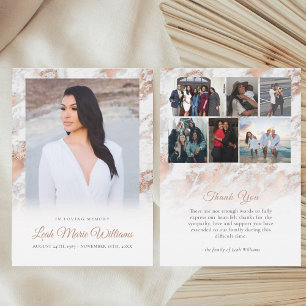 Modern Ro Guld Rosa Marble Memorial Tack Kort