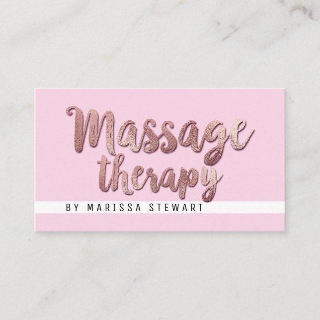 Modern Ro Guld Rosa Simple Massage Therapist Visitkort (Framsida)