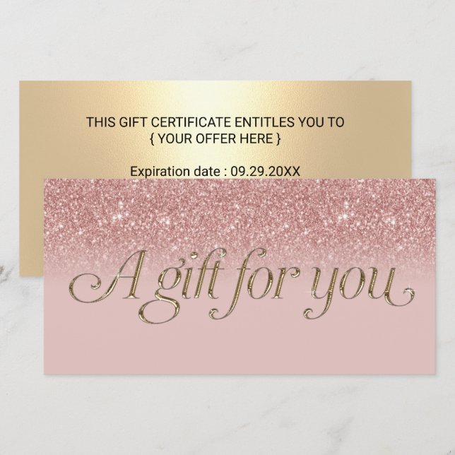 Modern Ro Guld Salon Spa Gift-certifikat (Fram/baksida)