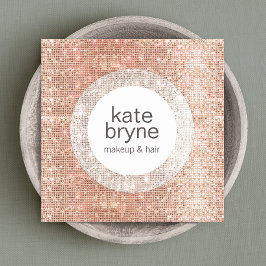 Modern Ro Guld Sequin Beauty Salon Fyrkantigt Visitkort