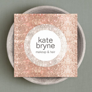 Modern Ro Guld Sequin Beauty Salon Fyrkantigt Visitkort