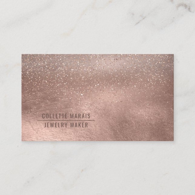 Modern Ro Guld Shimmer Glitter Abstrakt Visitkort (Framsida)
