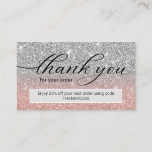Modern Ro Guld Silver Glitter Business Tack Visitkort
