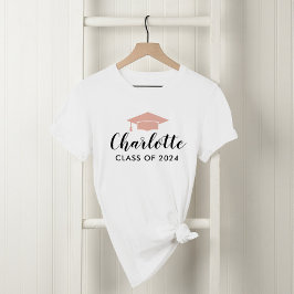 Modern Ro Guld-skript Namn 2025 Studenten-foto T Shirt