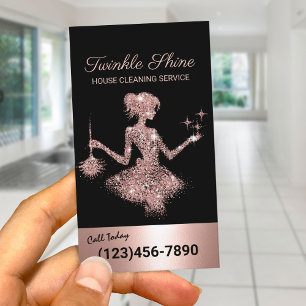 Modern Ro Guld Sparkles Maid House Städning Visitkort