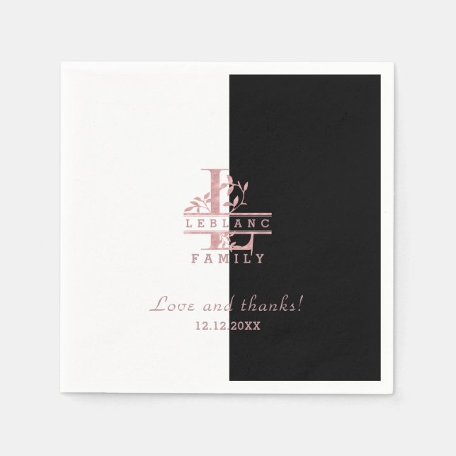 Modern Ro Guld Split Anpassningsbar Monogram L Pappersservett (Framsidan)