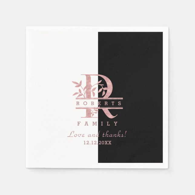 Modern Ro Guld Split Anpassningsbar Monogram R Pappersservett (Framsidan)