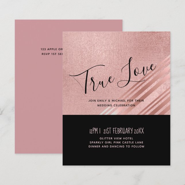 Modern Ro Guld Svarta Bröllop (Fram/baksida)