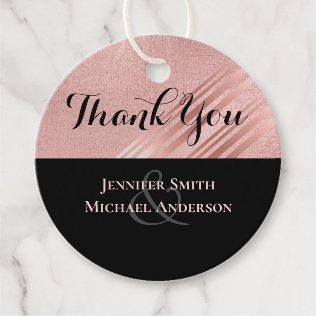 Modern Ro Guld Svarta Bröllop Gåvor Etiketter (Framsida)