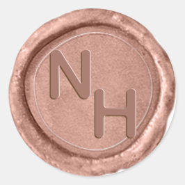 Modern Ro Guld Vax säl Monogram Bröllop Sticker Runt Klistermärke