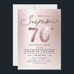 Modern ro guld vuxen överraskning 70 år inbjudningar<br><div class="desc">Modern Shhh,  det är en överraskning 70:e födelsedagsfest inbjudan har snyggt och faux guld glitter nummer 70 och dina party-uppgifter om ro guld bakgrund,  enkel och ro,  elegant underbar-delårsdag för kvinnor.   
Den svarta bakgrunden färg kan ändras till valfritt färg.</div>