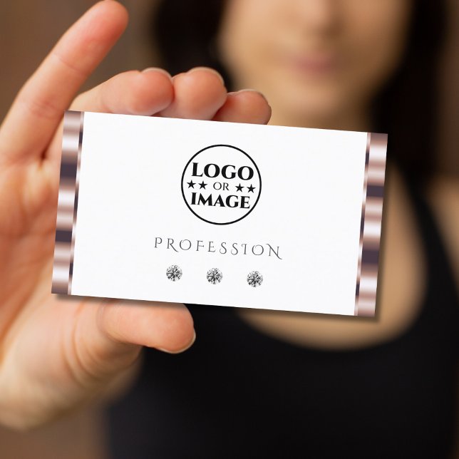 Modern Ro Guld White Sparkling Diamonds Add Logoty Visitkort (Skapare uppladdad)