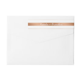 Modern Ro-guldblomma Rand Monogram Bröllop Etikettband