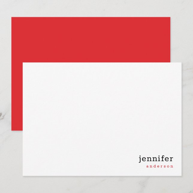 Modern Ro Red Correspondence Professionell Anteckningskort (Fram/baksida)