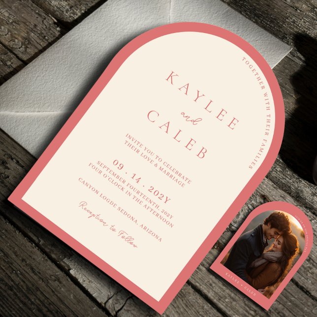 Modern Ro  Rosa Arch Photo Bröllop Inbjudningar (Skapare uppladdad)