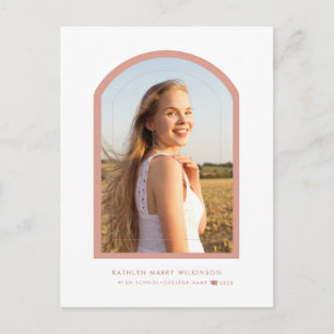 Modern Ro Rosa Arch Simple Photo Studenten Inbjudan Vykort