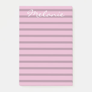 Modern Ro Rosa och Mauve Stripe Post-it Block