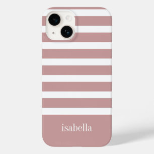 Modern Ro Rosa och Vita Rand med Monogram