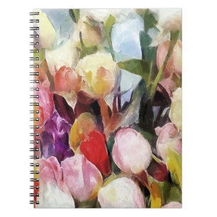 Modern Ro Tulips Bouquet: Abstraktens Oljemålning Anteckningsbok