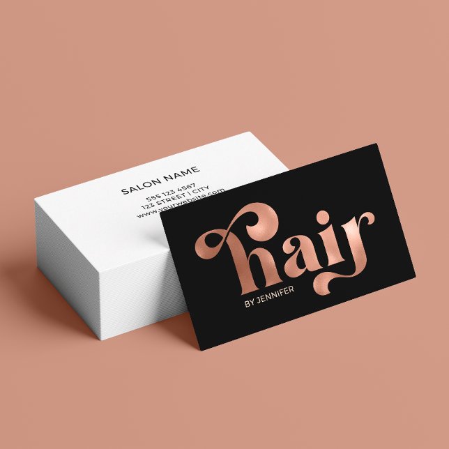 Modern Ro Typography Hair Salon Affärskort Visitkort (Card shown in standard size, choose size, paper, and corner style.)
