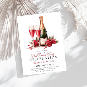 Modern Ro Vin Champagne Mors dag Party Inbjudningar