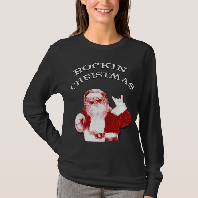 Modern Rockin jul Santa Dam T Shirt (Framsida)