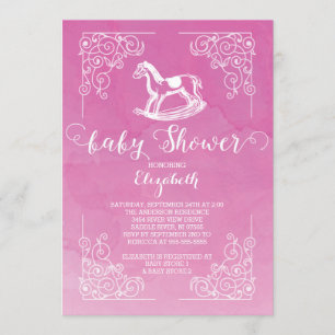 Modern Rocking Horse Girls Baby Shower-inbjudan Inbjudningar
