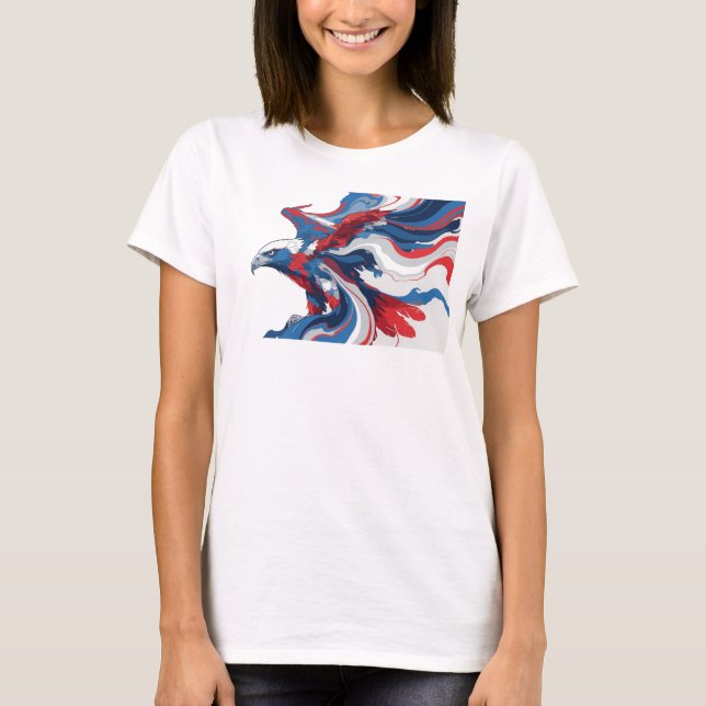 Modern röd abstrakt örn trendig t-shirt (Framsida)