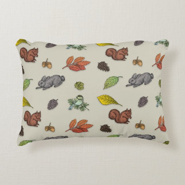 Modern röd bädd, röd grått inslagning av julfågel prydnadskudde (Framsidan)