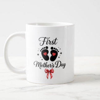 Modern röd båge 1:a Morsdag typografi Jumbo Mugg