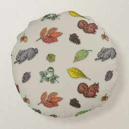 Modern röd bergsfågel med grått-inslagning rund kudde