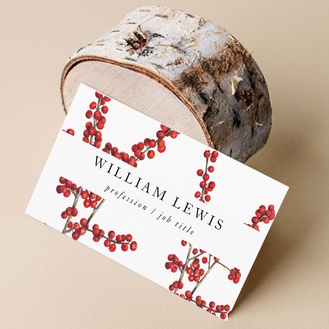 Modern röd Berries i vattenfärg - minimalistisk en Visitkort (Skapare uppladdad)