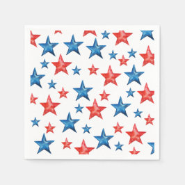 Modern röd blåfärgstjärna 4:e juli Papper Pappersservett
