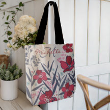 Modern röd blommig monogram