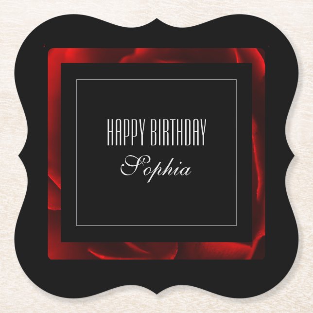 Modern röd Blommigt-dekorfärg Underlägg Papper (Framsida)