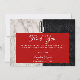 Modern Röd Bröllop Tack Kort