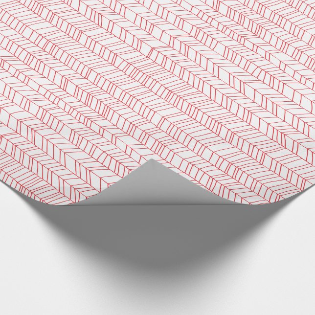 Modern röd chevron presentpapper (Hörn)