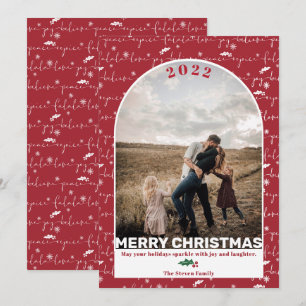 Modern röd fotboll jul och mönster julkort