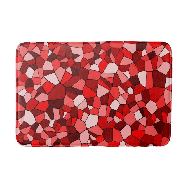 Modern röd geometrisk mosaikmönster badrumsmatta (Framsidan)