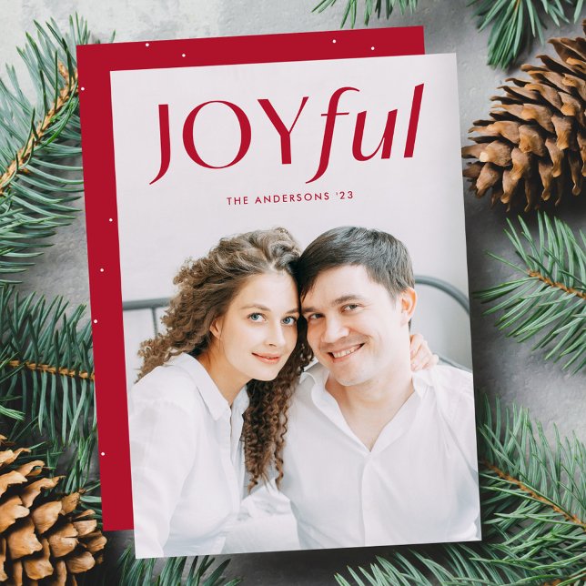 Modern Röd Glad Julbild Julkort (Skapare uppladdad)