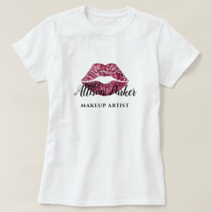 Modern röd glitter Kyss Läpp Makeup Artist T Shirt
