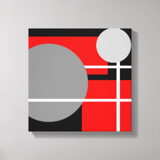 Modern Röd Grå Svart Vit - Lindad Canvas