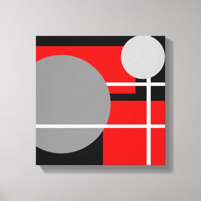 Modern Röd Grå Svart Vit - Lindad Canvas (Framsida)