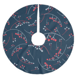 Modern röd grått på marinblåbär illustration julgransmatta borstad polyester