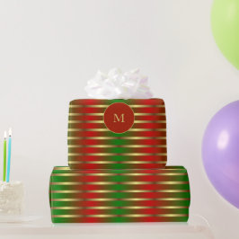 Modern röd Grönt och Guld Rand jul Presentpapper
